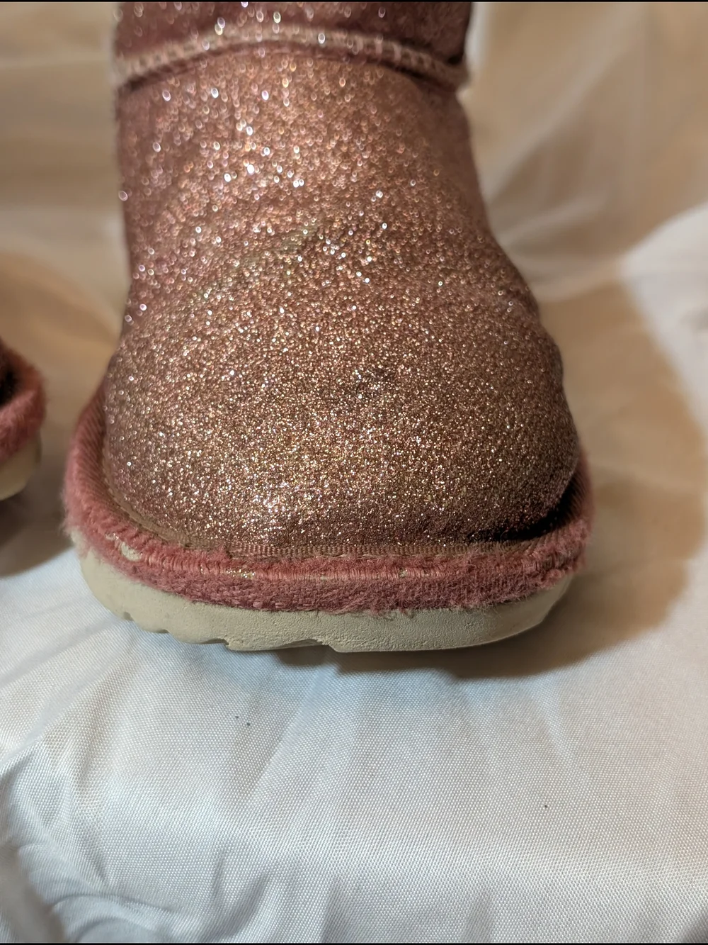 UGG Kids Pink Glitter Faux-Fur Boot